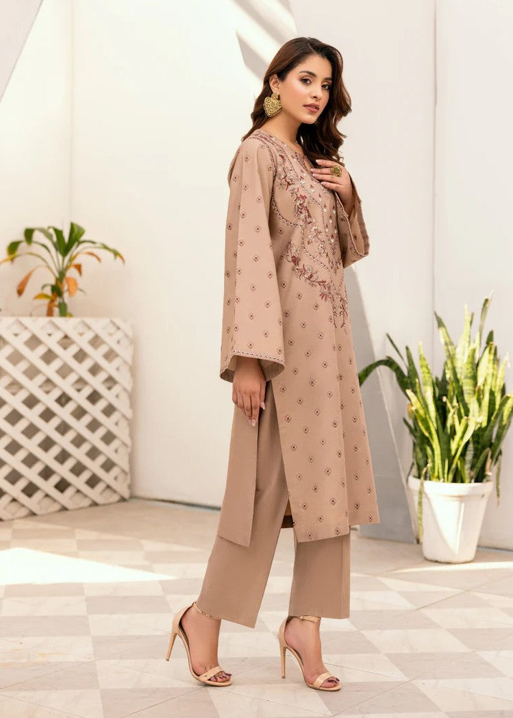 Mehryam Collection Light Brown Embroidered Poplin Suits Women 2pcs