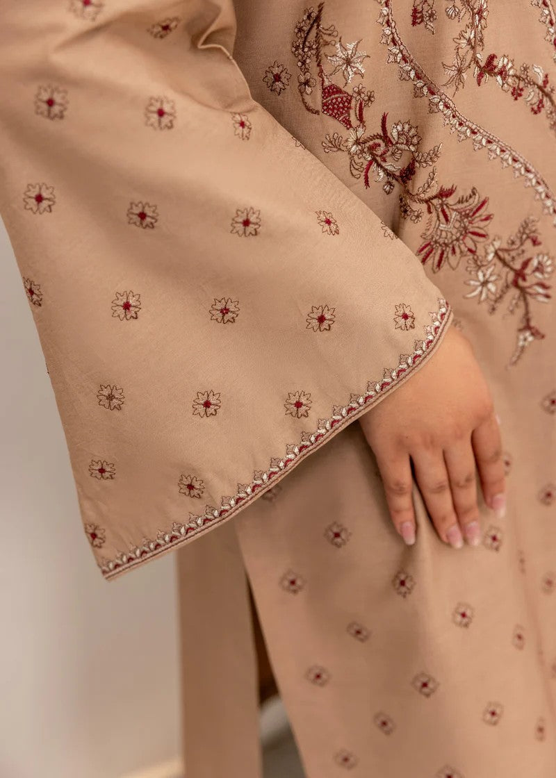 Mehryam Collection Light Brown Embroidered Poplin Suits Women 2pcs