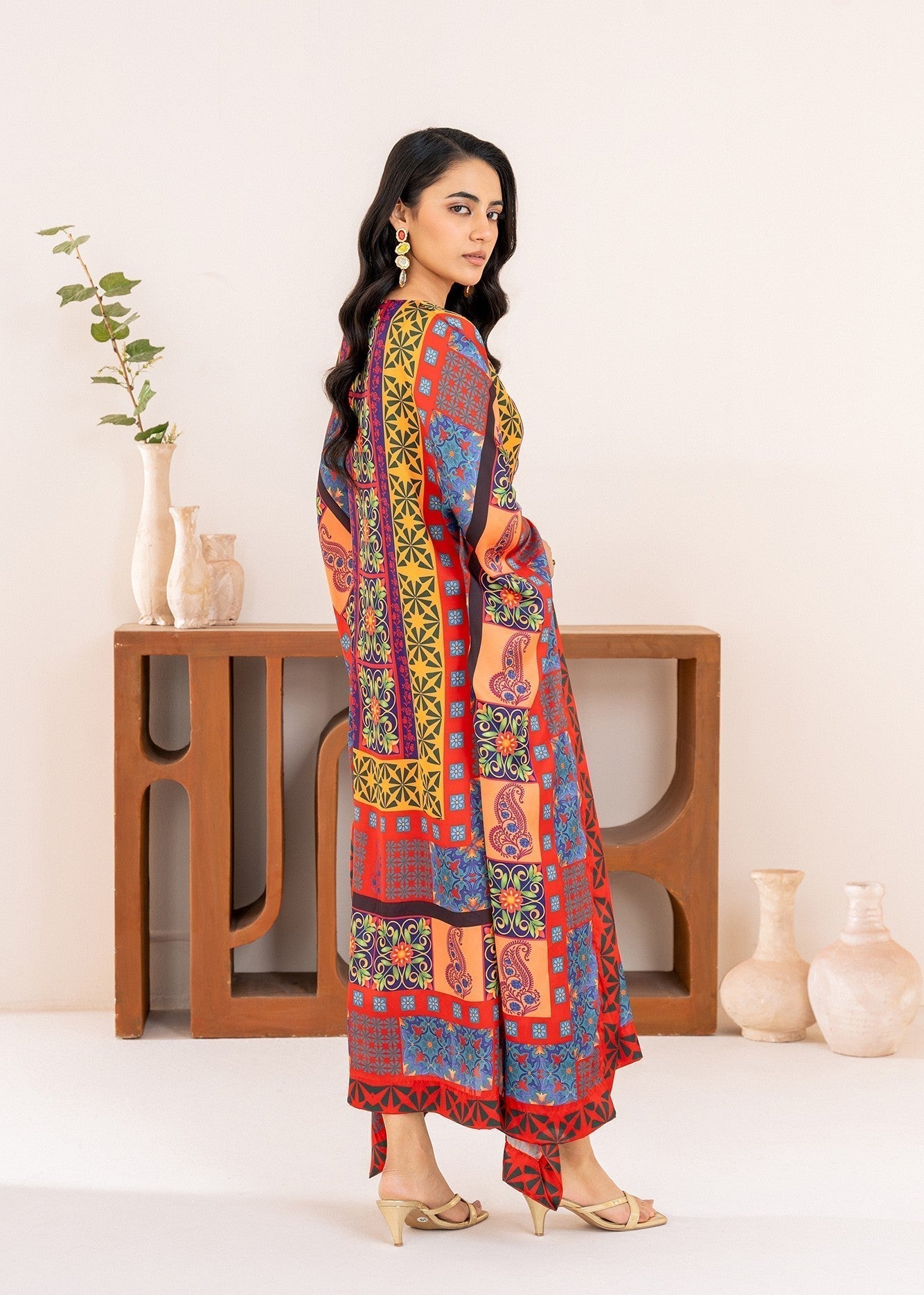 Stitch Vibes Crimson Elegance Kaftan Women 1pcs