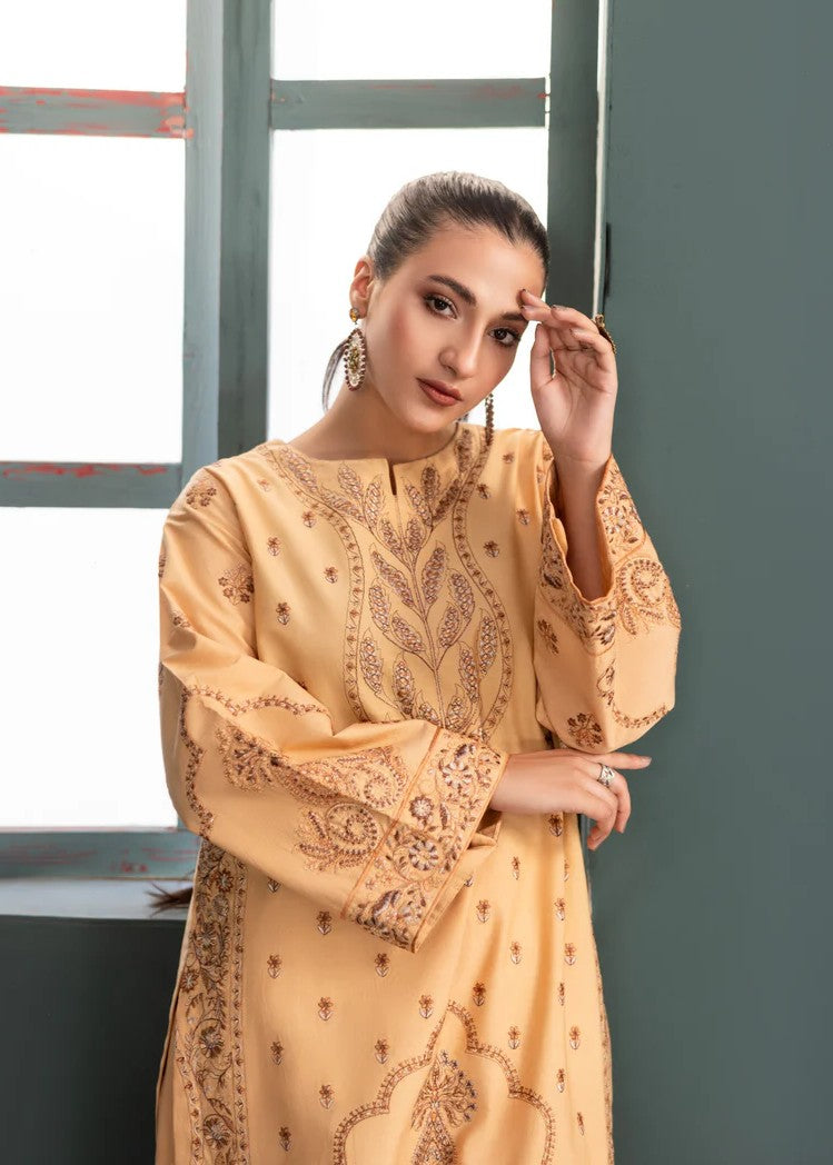 Mehryam Collection Skin Color Embroidered Poplin Suit Women 2pcs