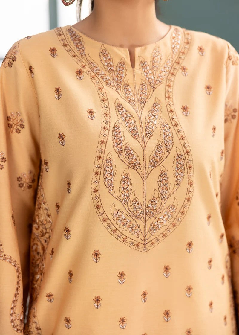 Mehryam Collection Skin Color Embroidered Poplin Suit Women 2pcs