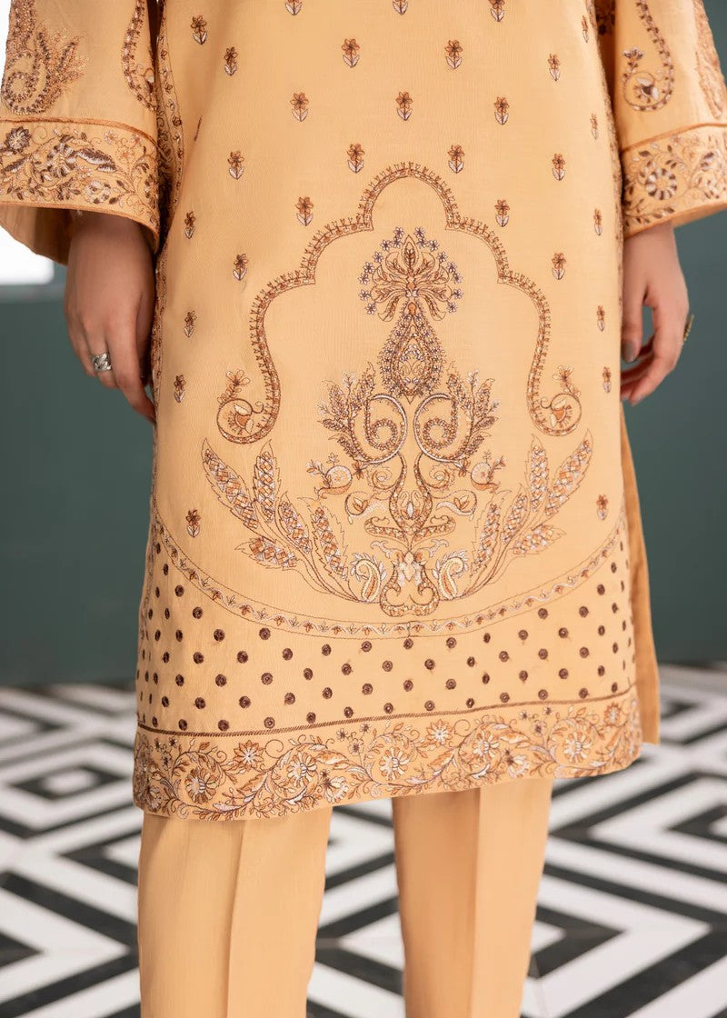 Mehryam Collection Skin Color Embroidered Poplin Suit Women 2pcs