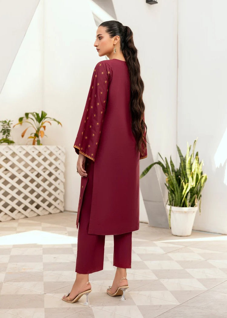 Mehryam Collection Maroon Embroidered Poplin Suit Women 2pcs