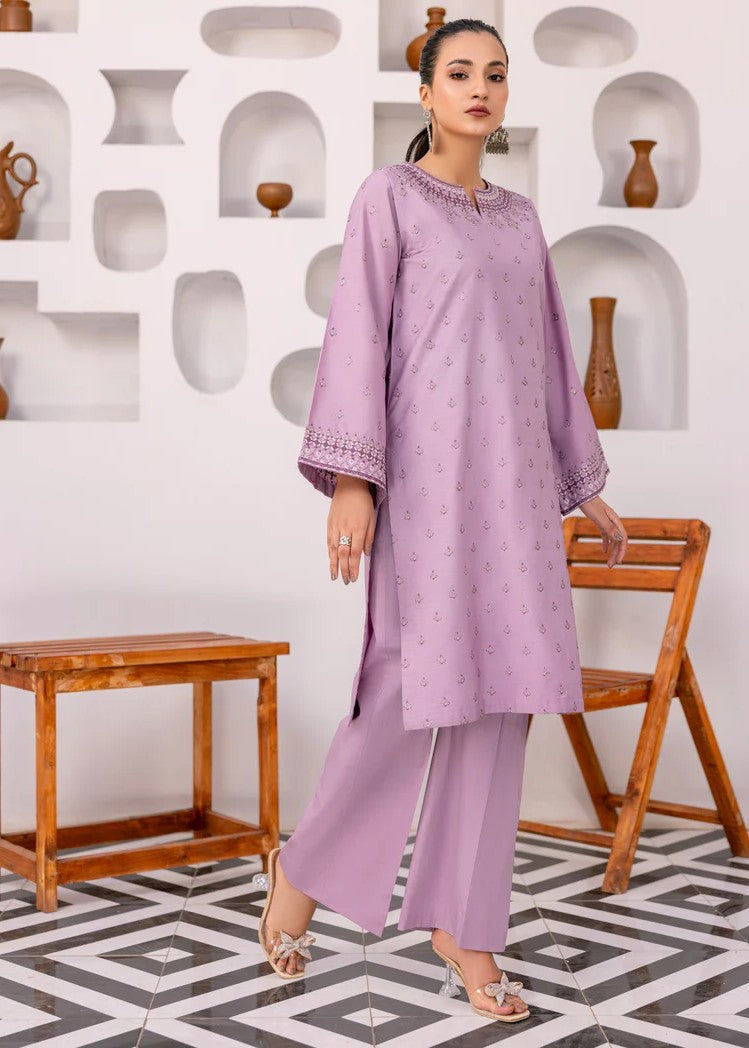 Mehryam Collection Lilac Embroidered Poplin Suit Women 2pcs