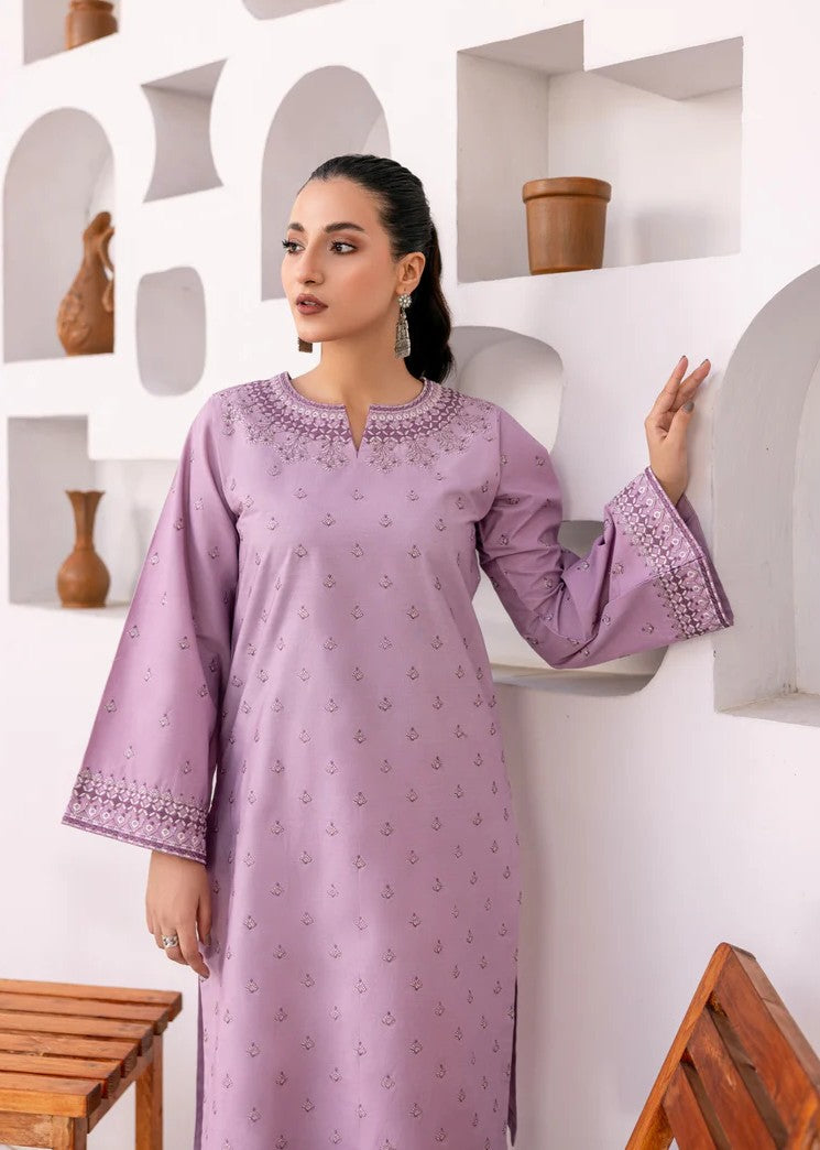 Mehryam Collection Lilac Embroidered Poplin Suit Women 2pcs