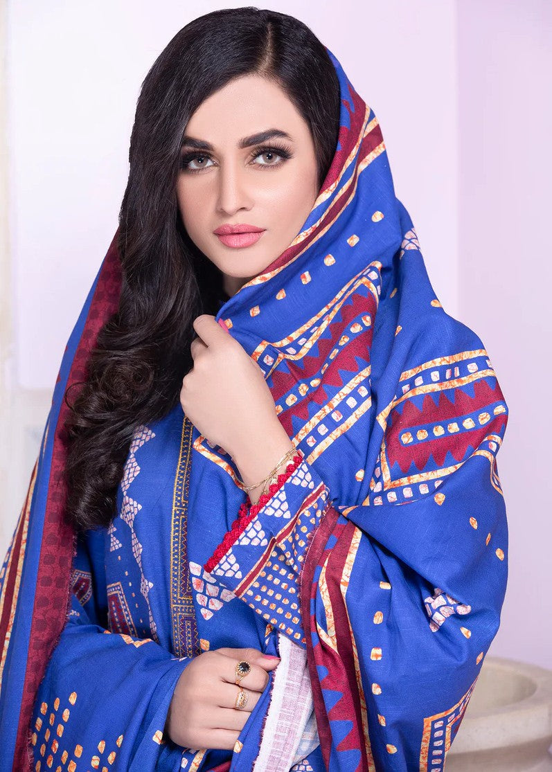 Mehryam Collection Blue Embroidered Ziba Khaddar Suit Women 3pcs
