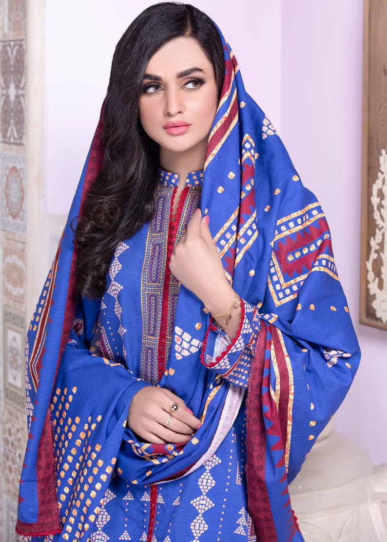 Mehryam Collection Blue Embroidered Ziba Khaddar Suit Women 3pcs