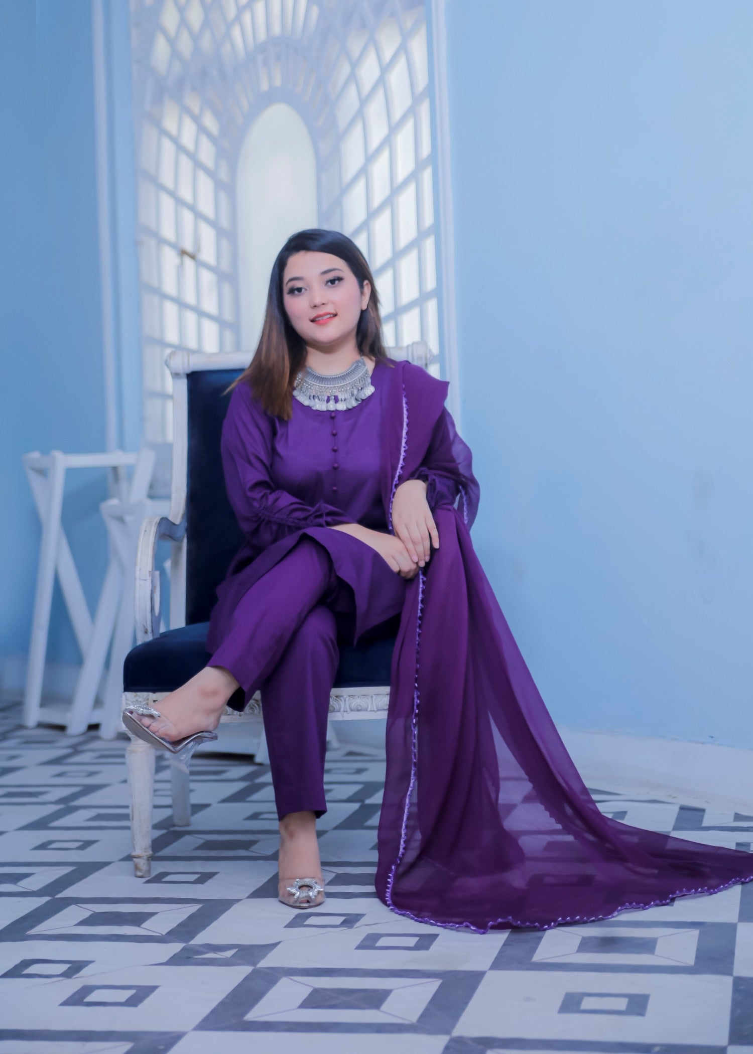 Aaraasta By Smh Purple Three Piece Lawn Suit Women 3pcs