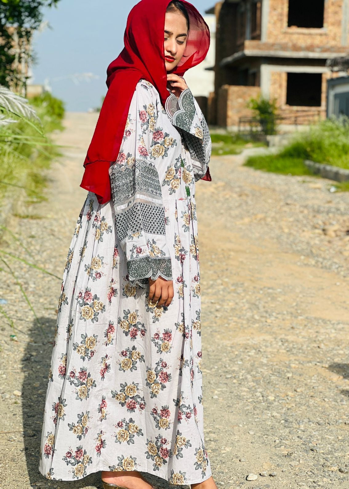 B.K Clothings floraol maxi gray Women 1pcs