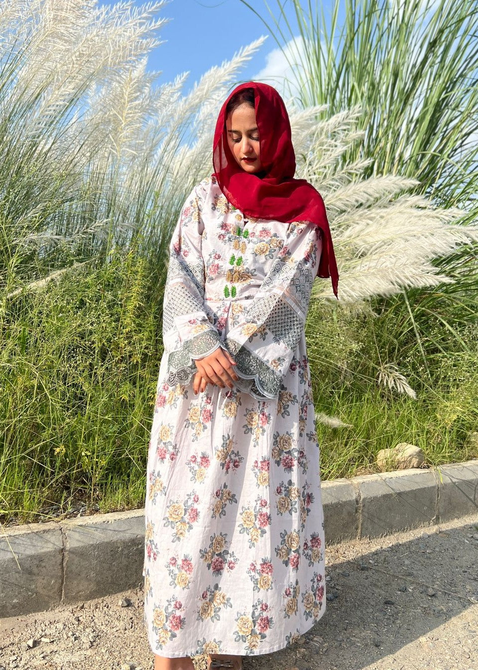 B.K Clothings floraol maxi gray Women 1pcs