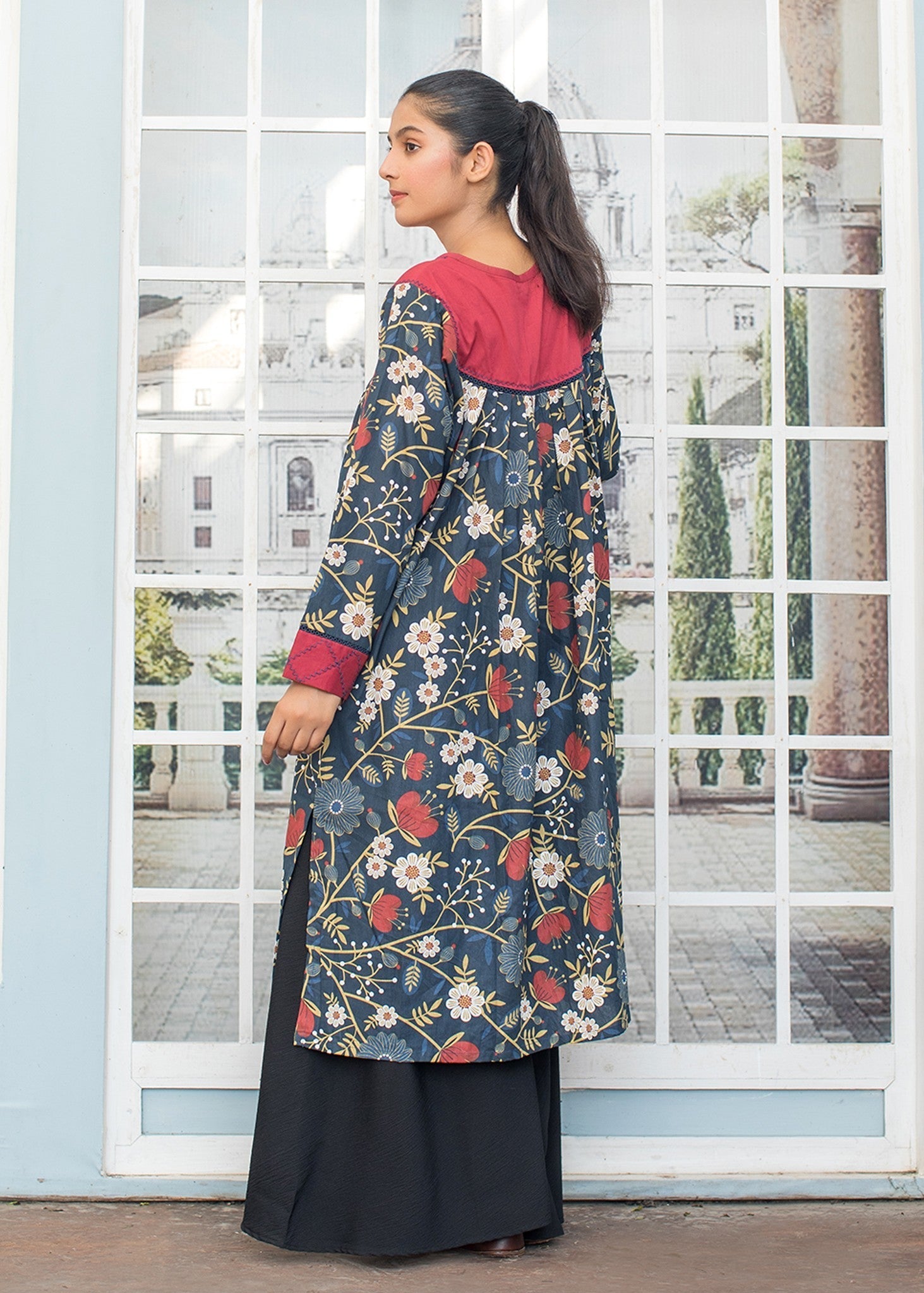 Urban Cut Blue Printed Shirt Women 1pcs