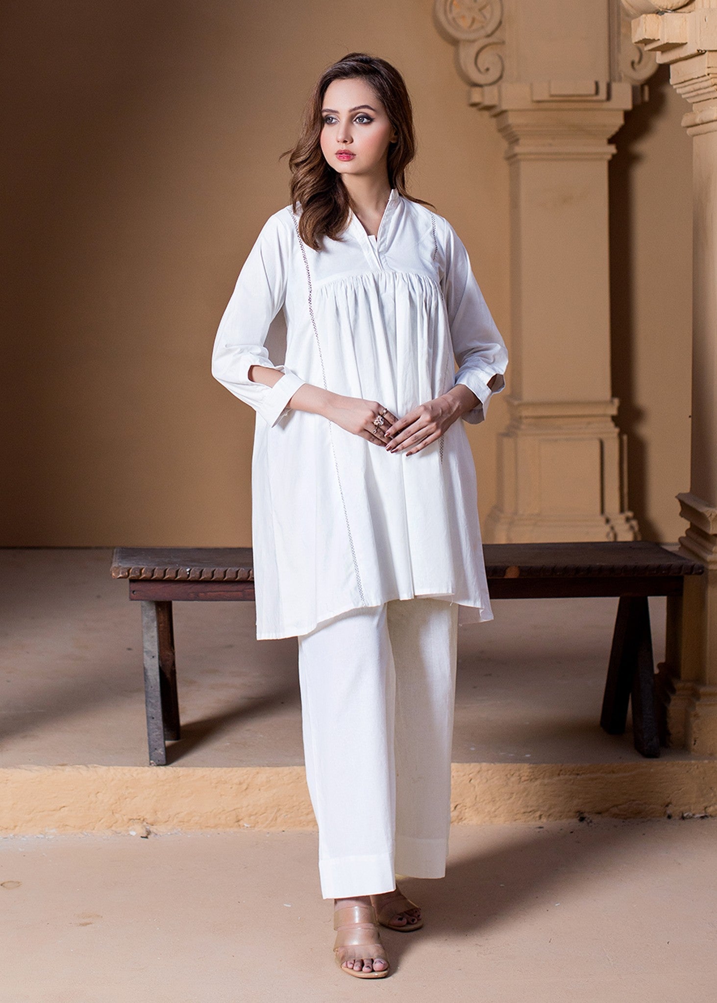 Urban Cut | Chic White York Ruffled Dress for Effortless Comfort and Style Women 1pcs