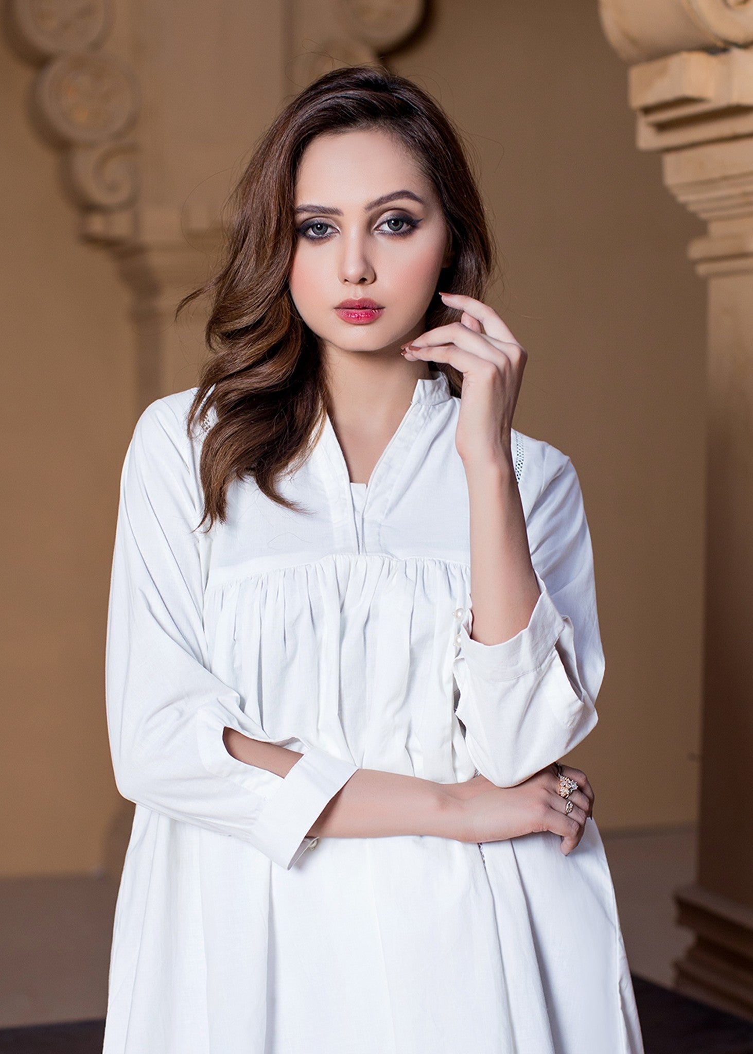 Urban Cut | Chic White York Ruffled Dress for Effortless Comfort and Style Women 1pcs
