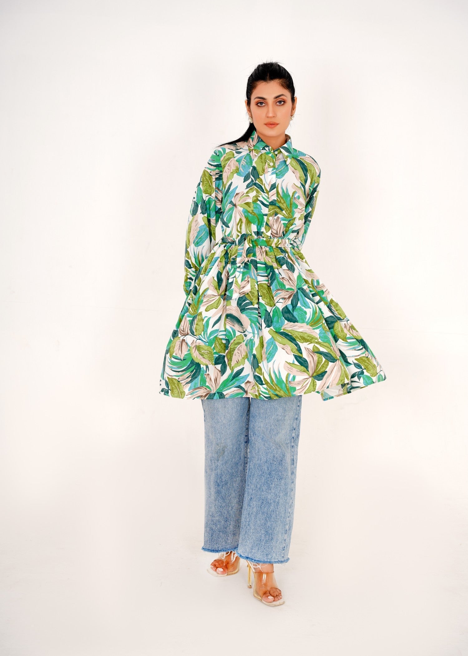 Aaraasta By Smh Tropical Chic Linen Frock Women 1pcs