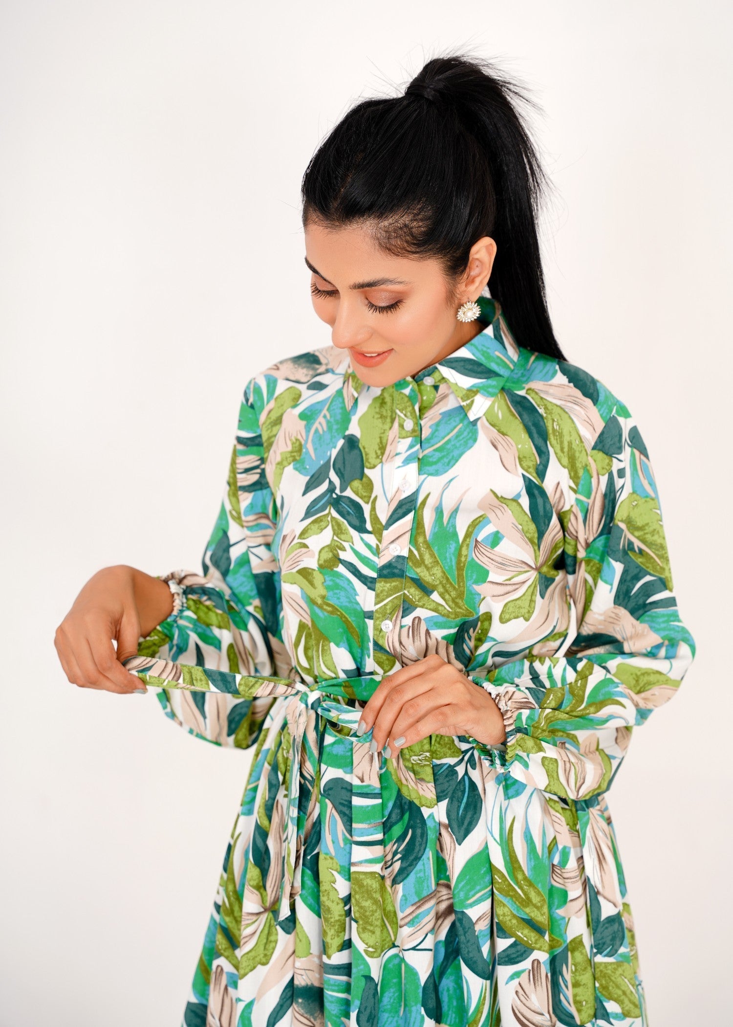 Aaraasta By Smh Tropical Chic Linen Frock Women 1pcs