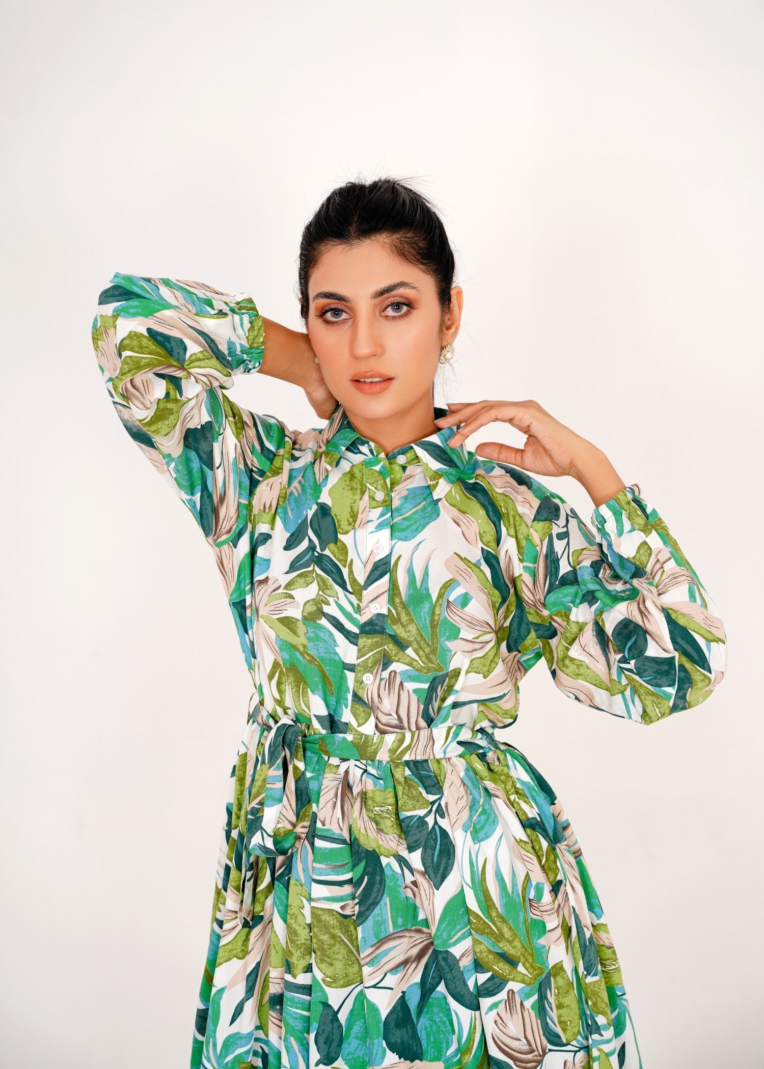 Aaraasta By Smh Tropical Chic Linen Frock Women 1pcs