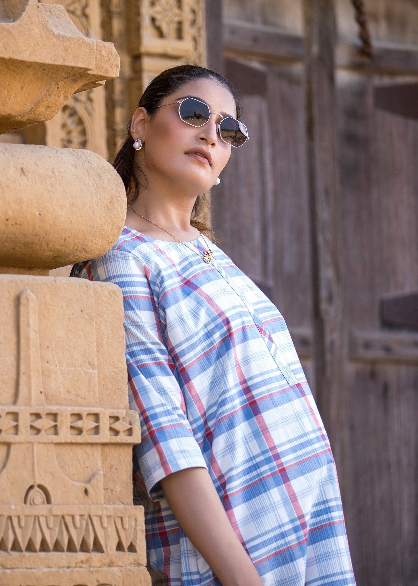 Urban Cut Co Ord Set | 100% Pure Cotton | Checks Stripes Coordinated Design Women 2pcs