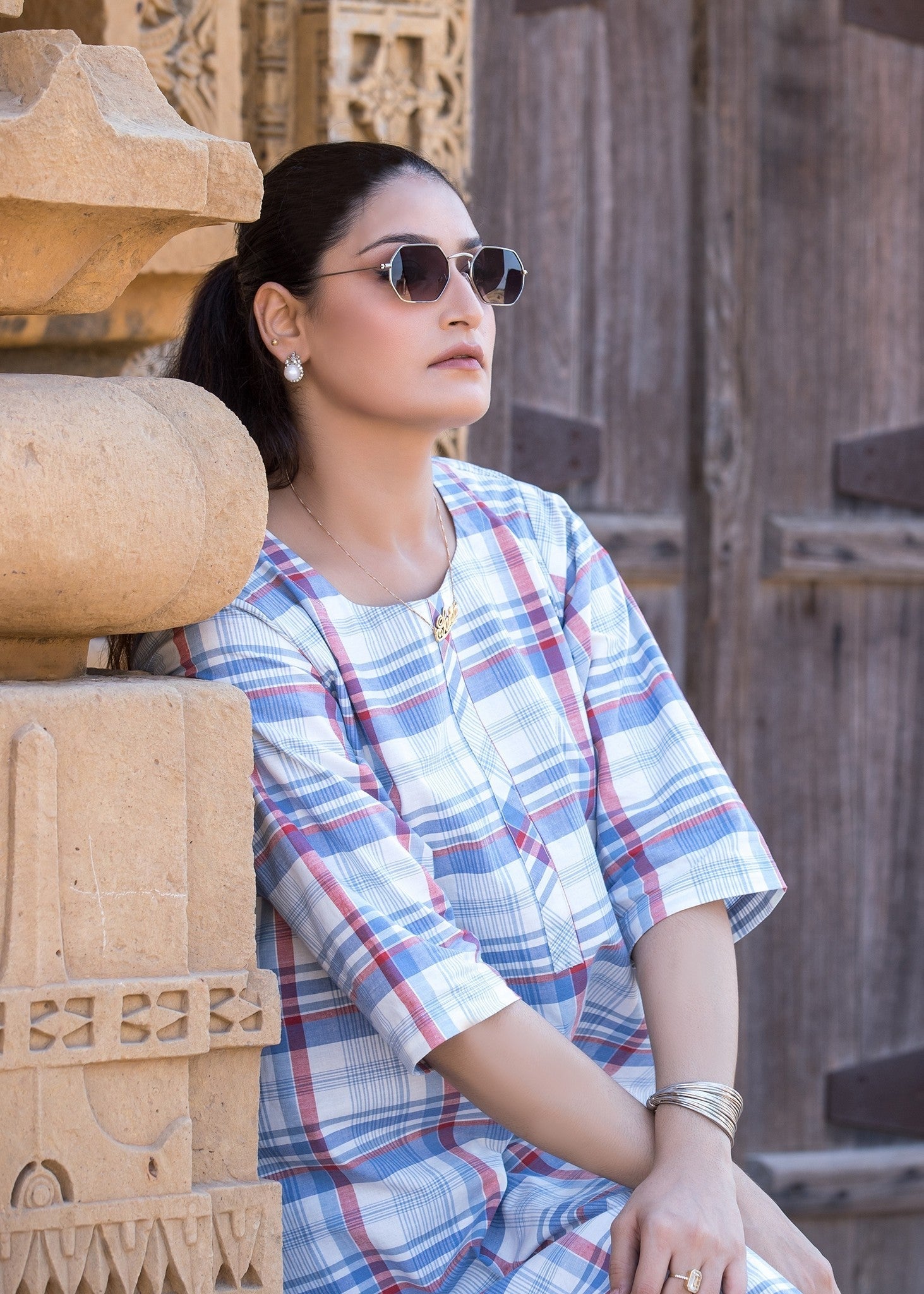 Urban Cut Co Ord Set | 100% Pure Cotton | Checks Stripes Coordinated Design Women 2pcs