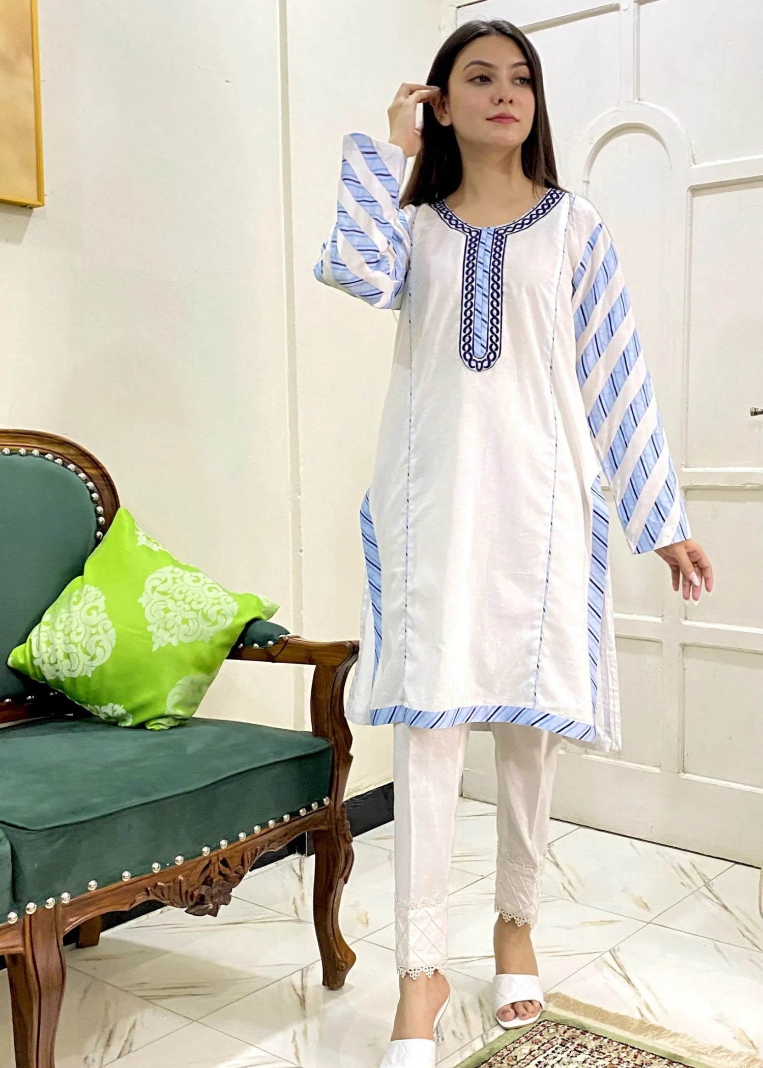 Urban Cut Embroidered Shirt | 100% Premium Cotton Gentle Machine Wash Cool Iron Women 1pcs