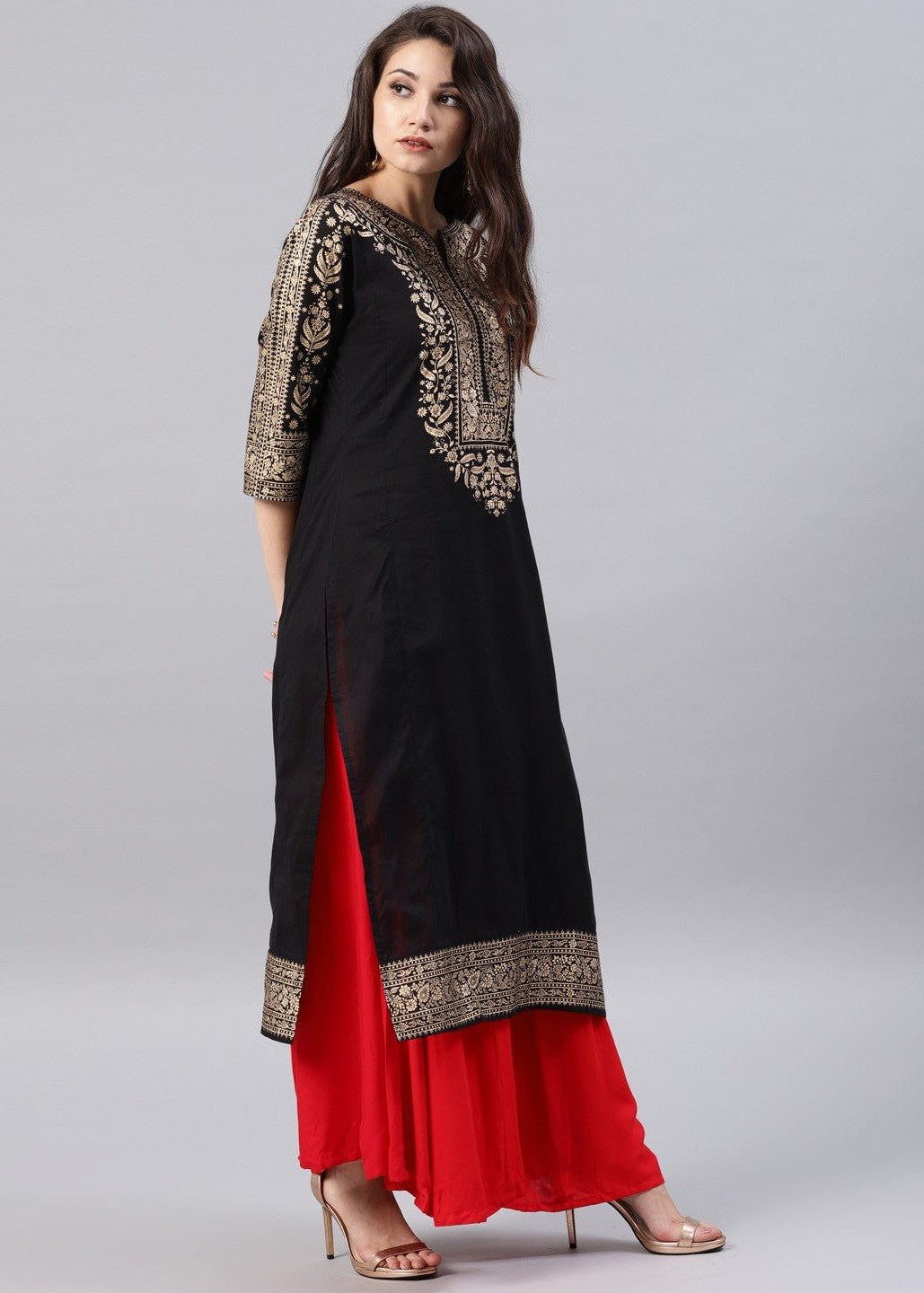 Zeekstore Black printed kurta Only Women 1pcs