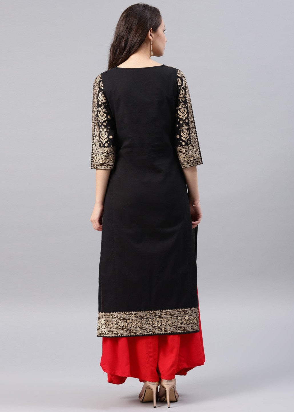 Zeekstore Black printed kurta Only Women 1pcs