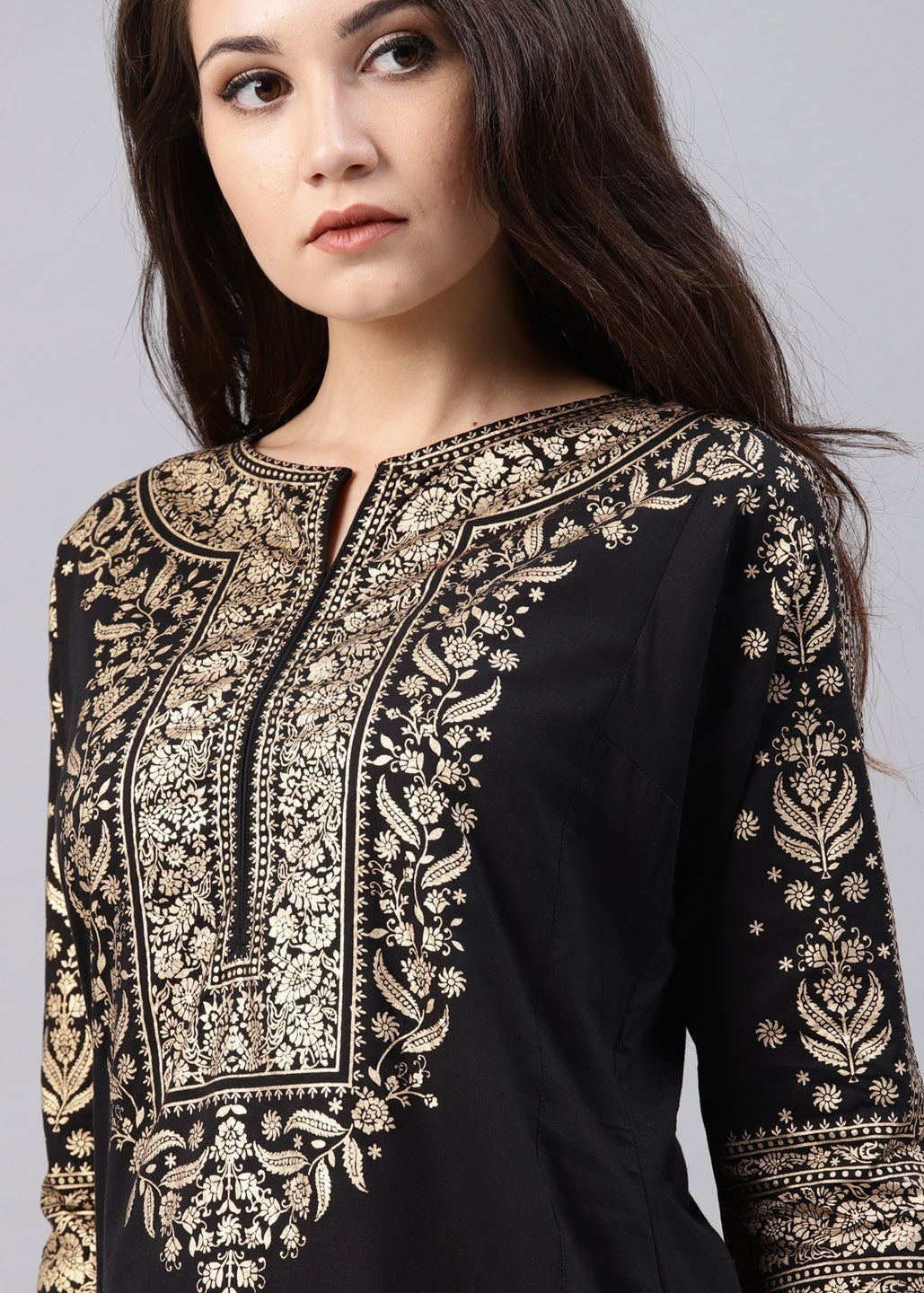 Zeekstore Black printed kurta Only Women 1pcs