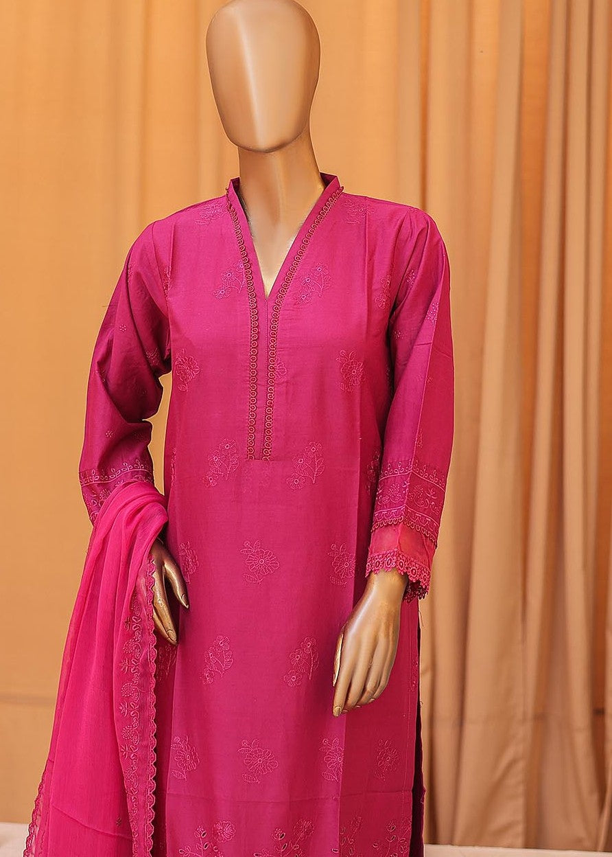 Suntex Fabrics Pink Chikan Kaari Emb Women 3pcs