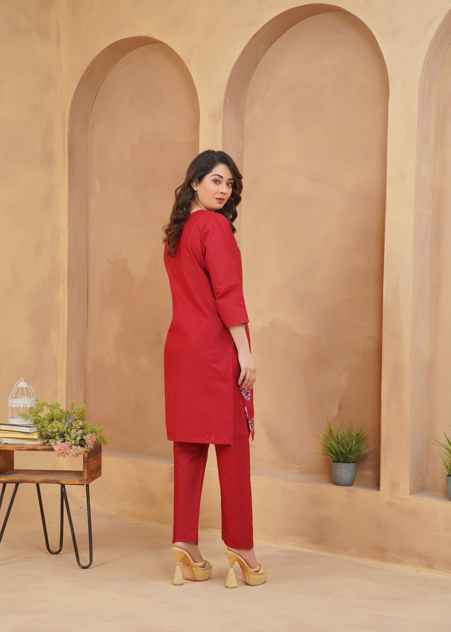 Hareem Fatima Maroon Blossom Embroidered Dress Women 2pcs