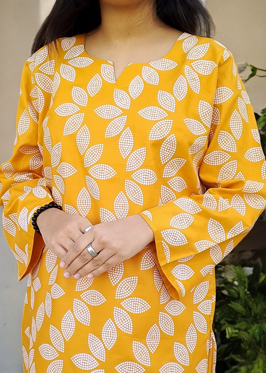 Gulposh Happy Dot ( Stitched ) Mustard Women 2pcs