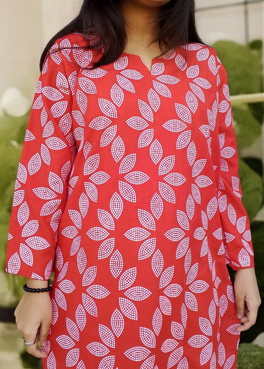 Gulposh Happy Dot (Stitched ) Red Women 2pcs