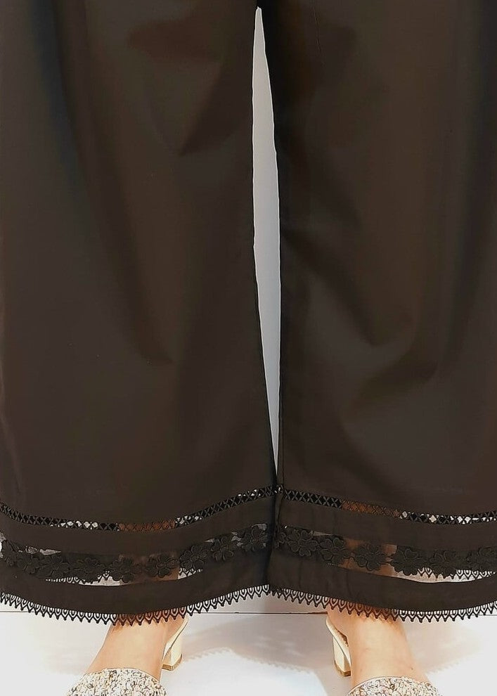 Zardi Laces Embellished Cotton Palazzo Black PT36 Women 1pcs