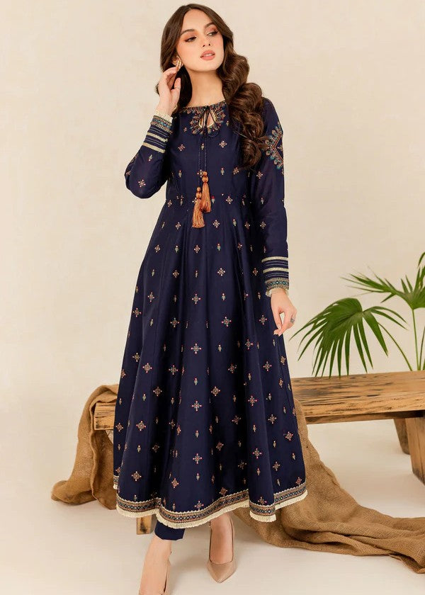 The Turkish Wear Zakia Blue Frock Set Women 2pcs