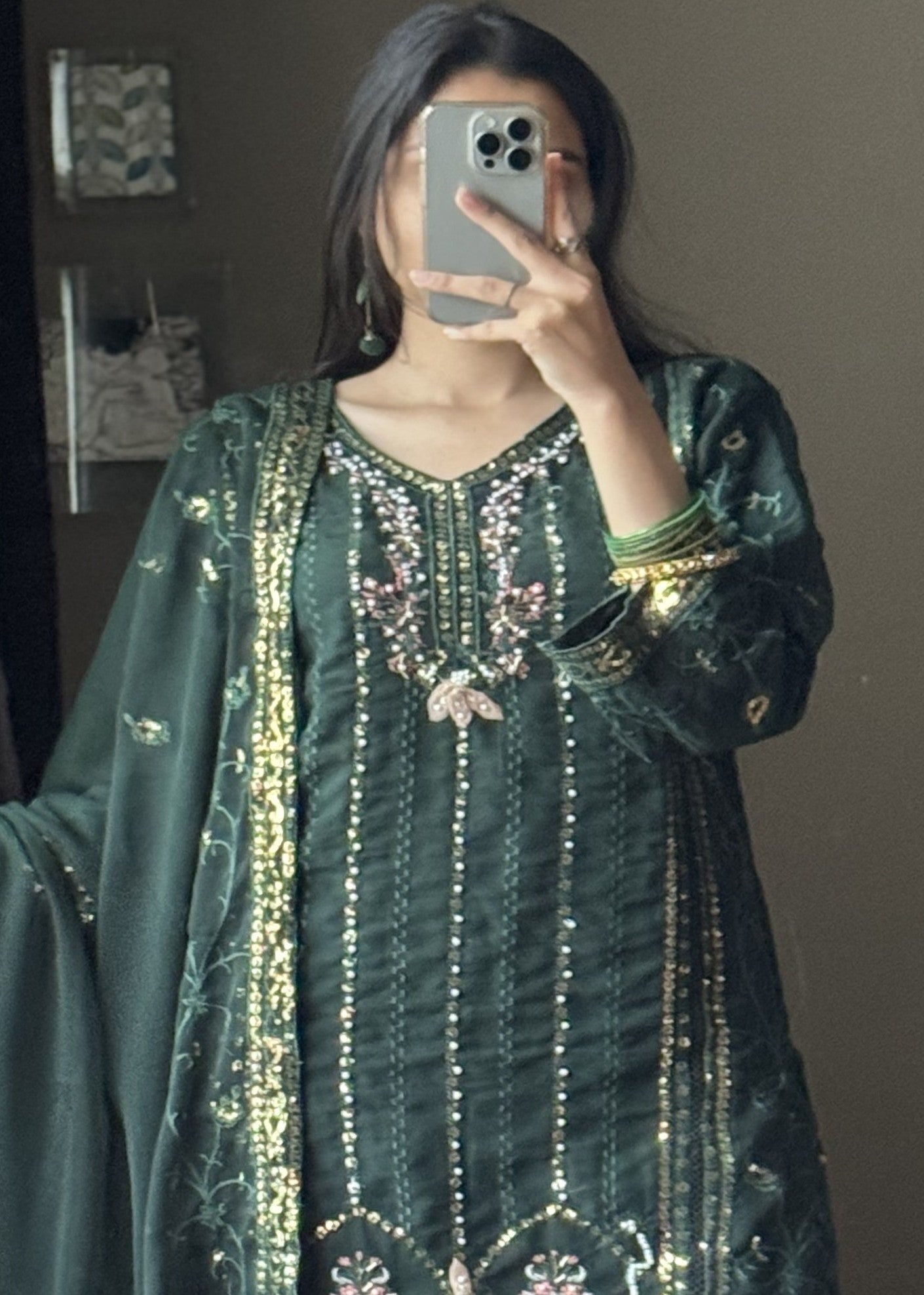 Four Season Boutique RUBAB CHIFFON GREEN Women 3pcs