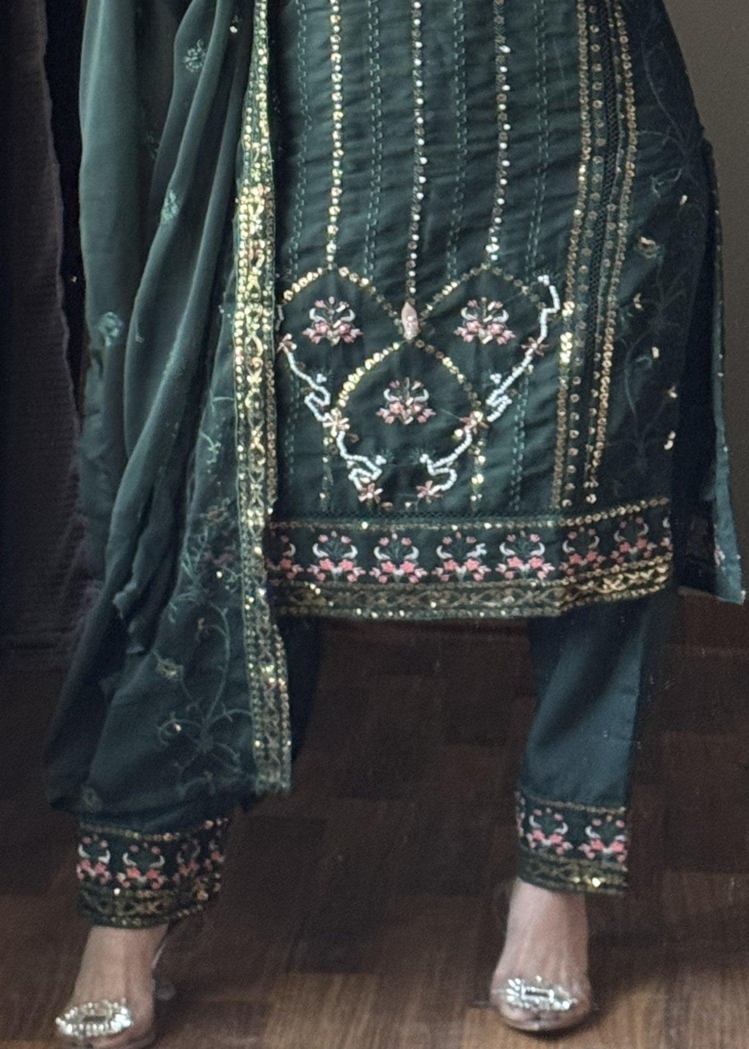 Four Season Boutique RUBAB CHIFFON GREEN Women 3pcs