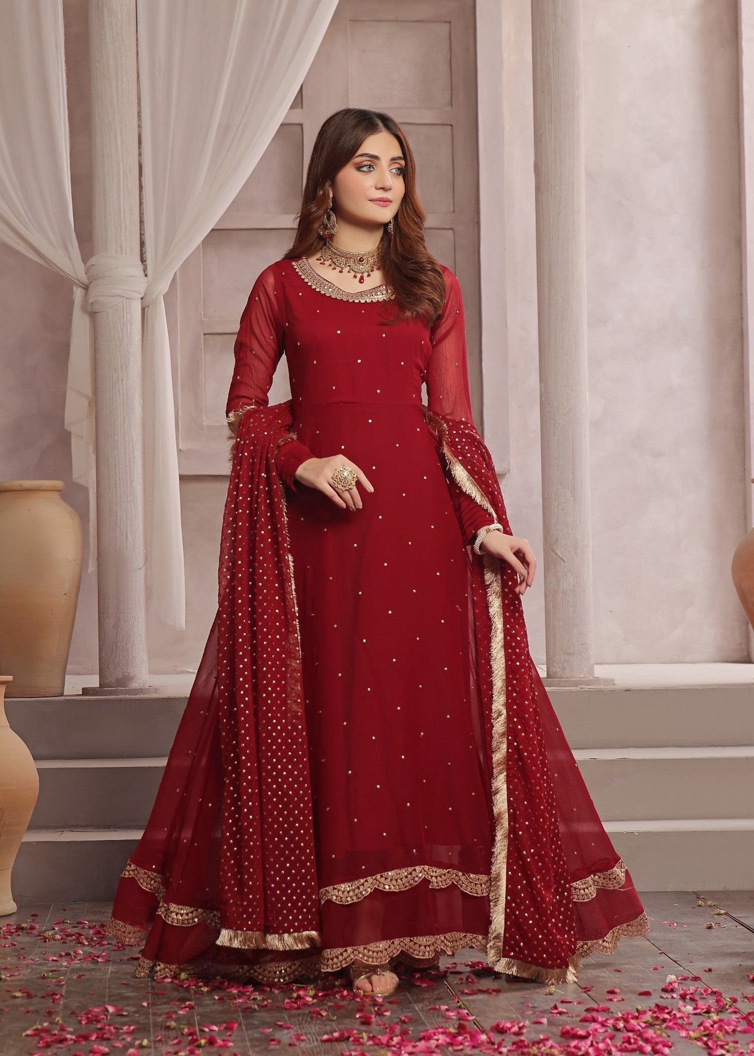 Luxeurs Gulaal Stitched Chiffon Dress Women 4pcs