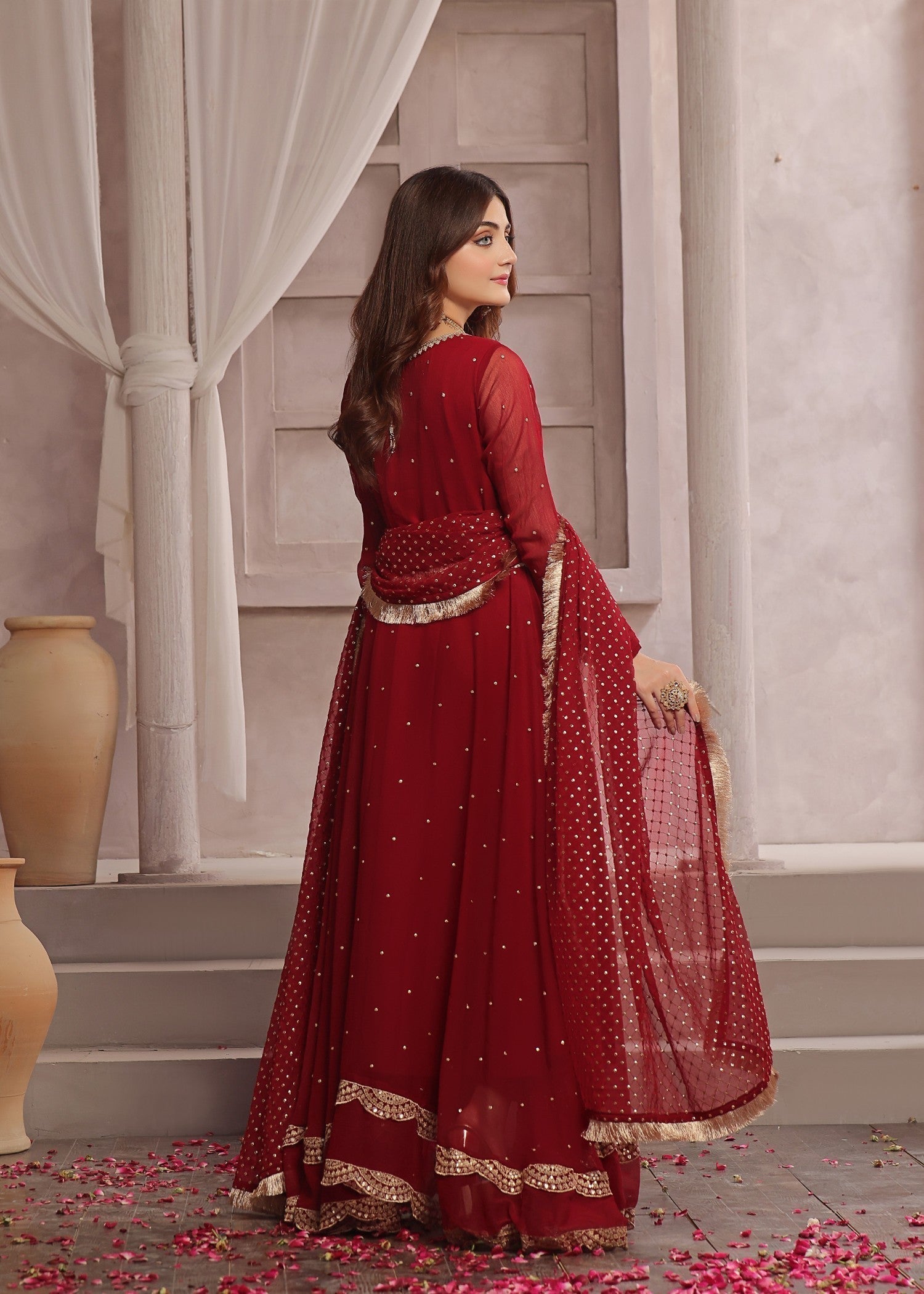 Luxeurs Gulaal Stitched Chiffon Dress Women 4pcs