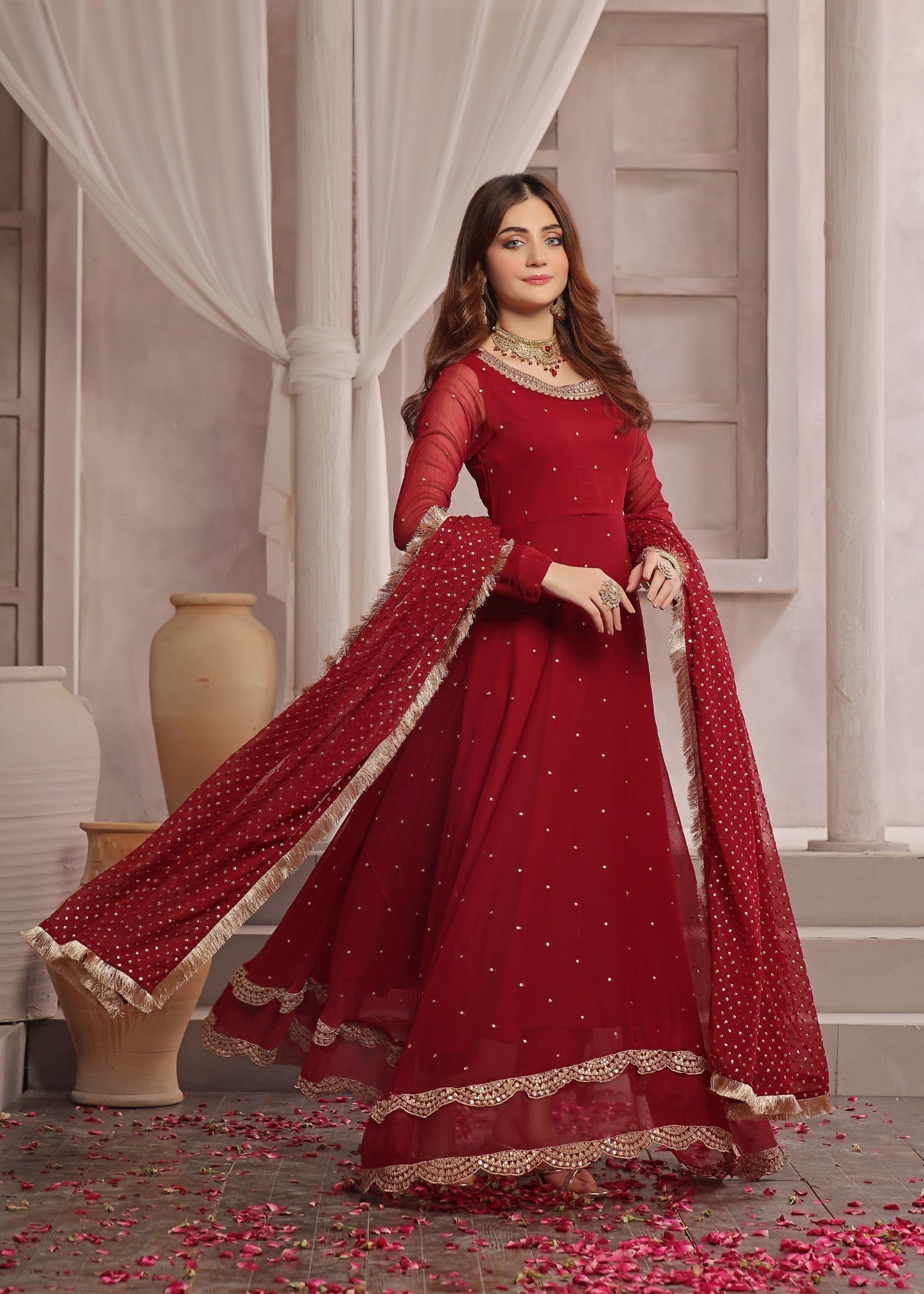 Luxeurs Gulaal Stitched Chiffon Dress Women 4pcs