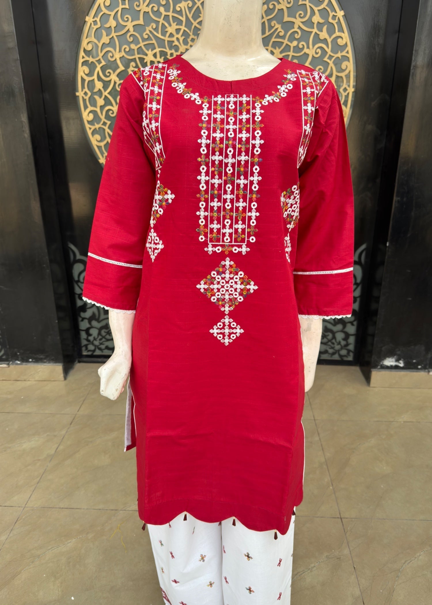 Noir Embroidered Stitched Red 52 Women 3pcs