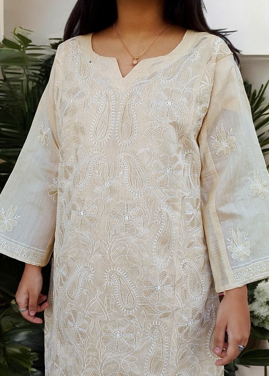 Gulposh Alizay (Paper Cotton Stitched ) Beige Women 2pcs