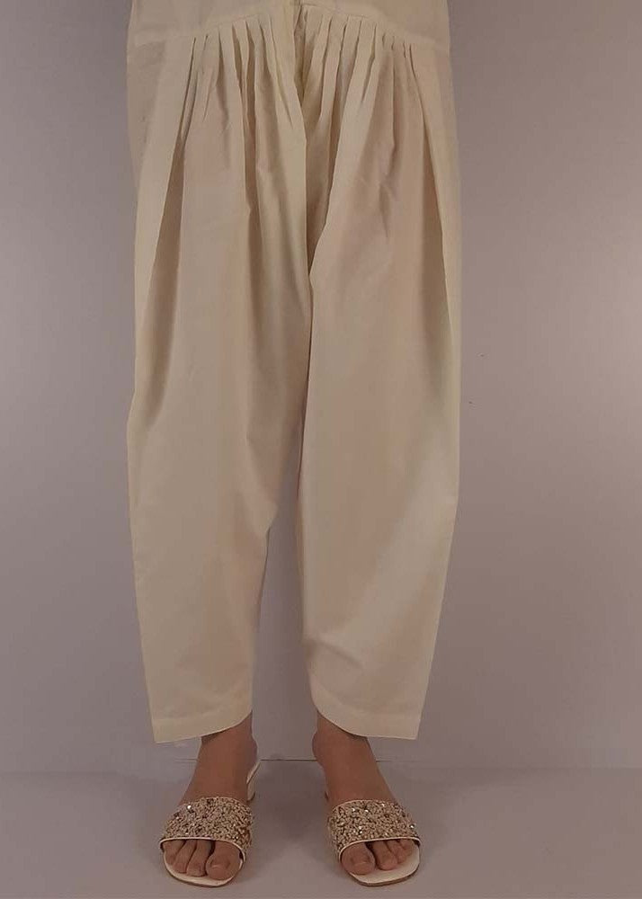 Zardi Plain Shalwar Cotton Off White ZSL01 Women 1pcs