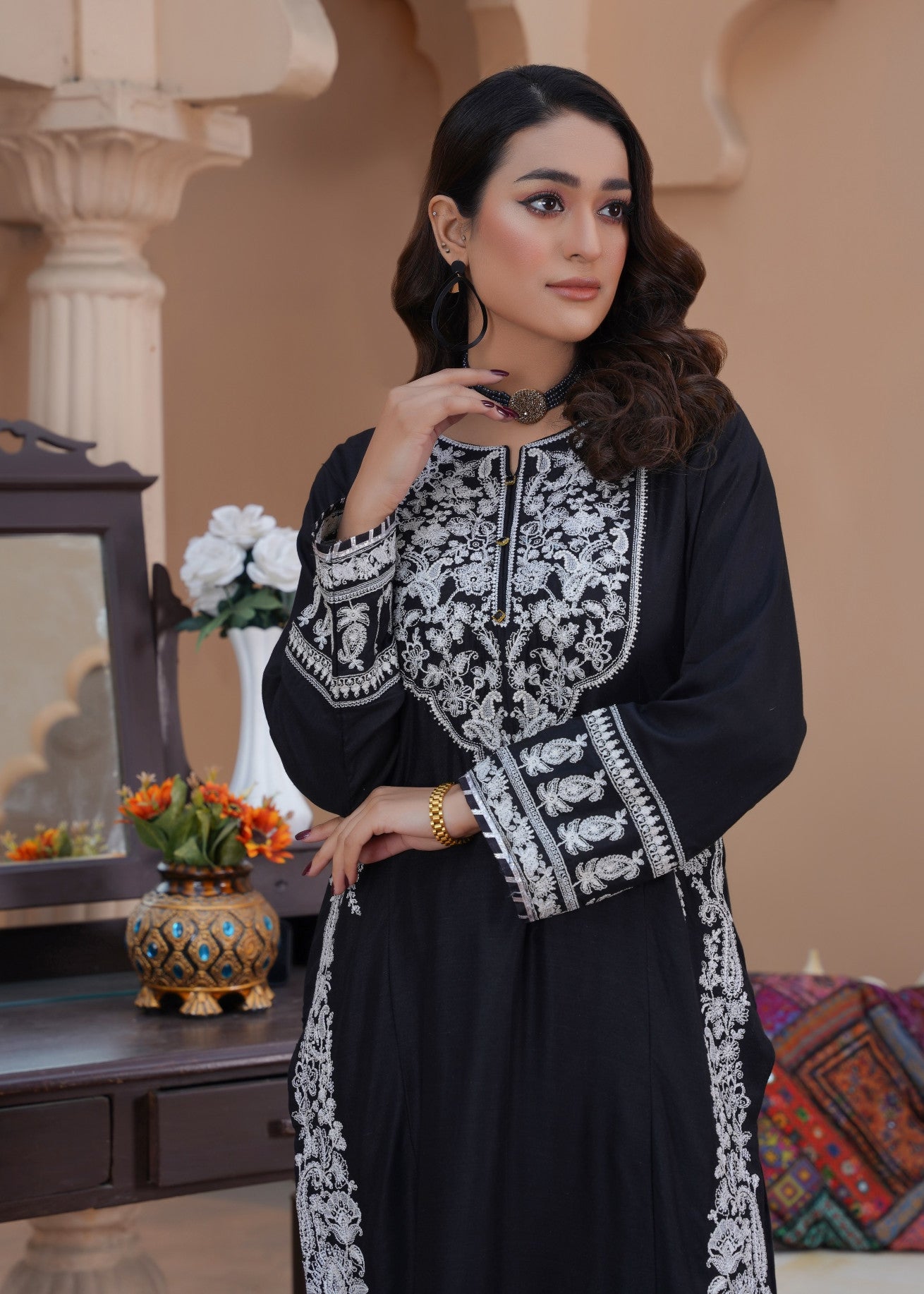 Azhar & Farukh ETHNC LINEN BLACK 35 Women 2pcs
