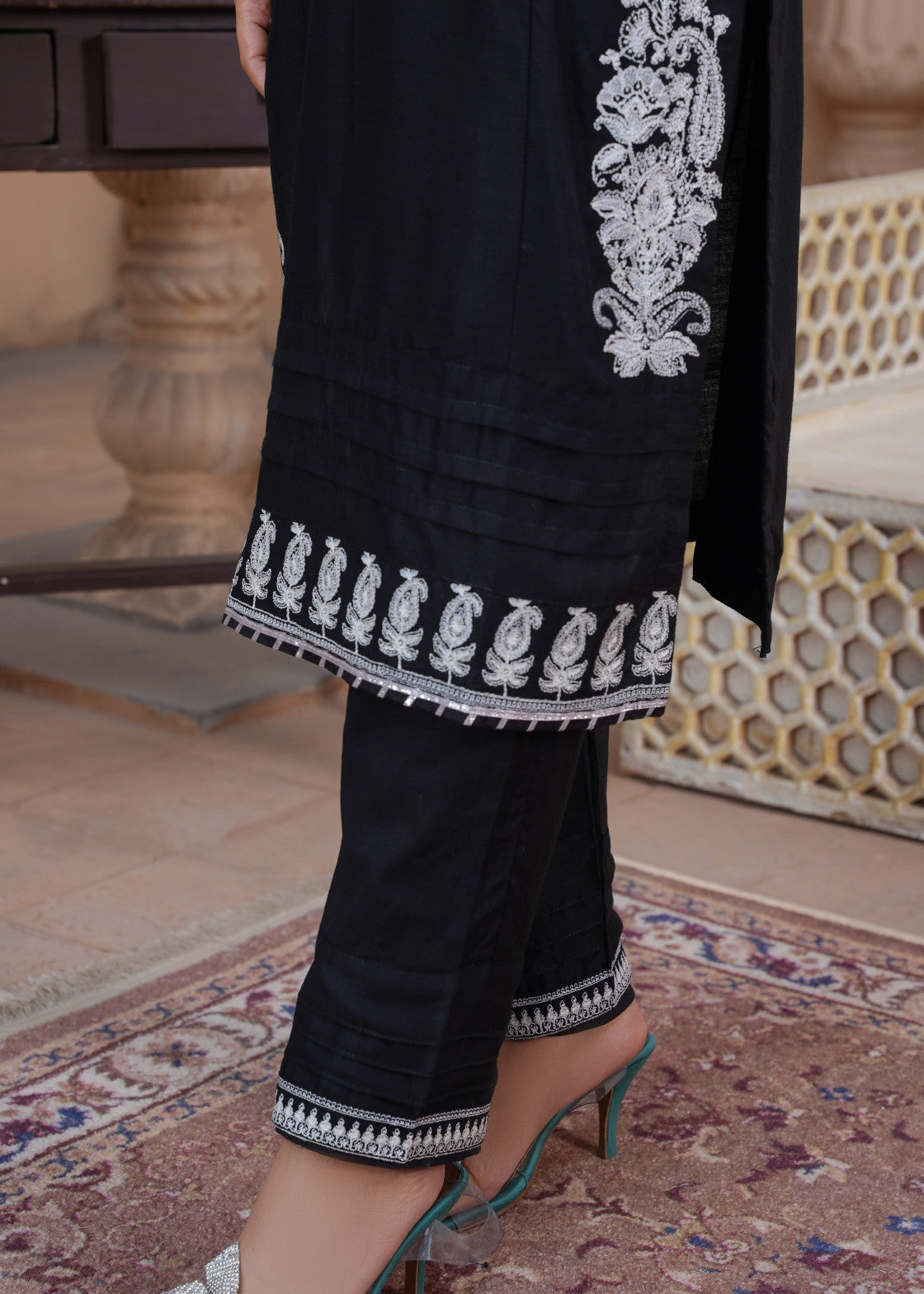 Azhar & Farukh ETHNC LINEN BLACK 35 Women 2pcs