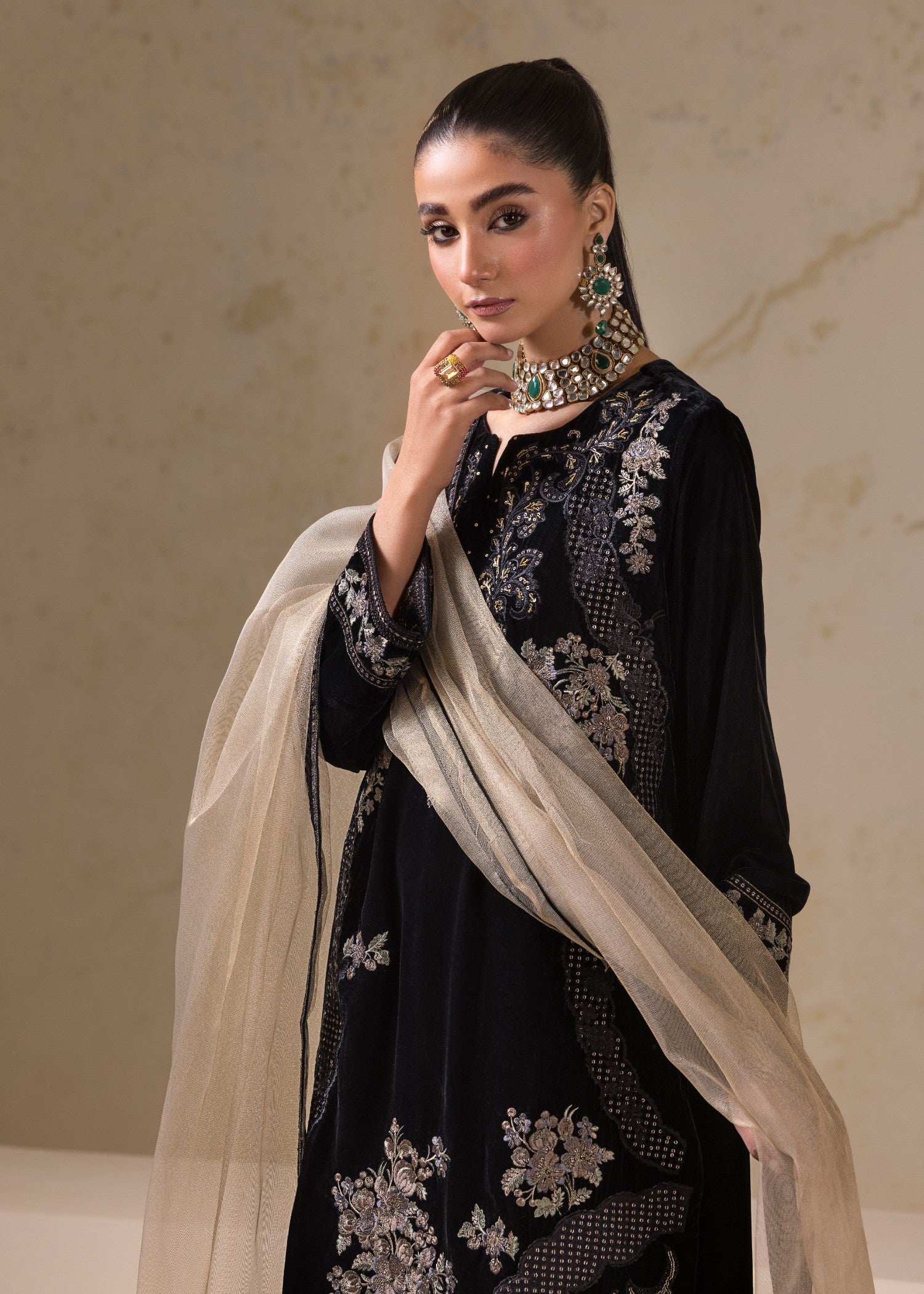 Bin Tayyab Embroidered Velvet BT 3971 Black Women 3pcs