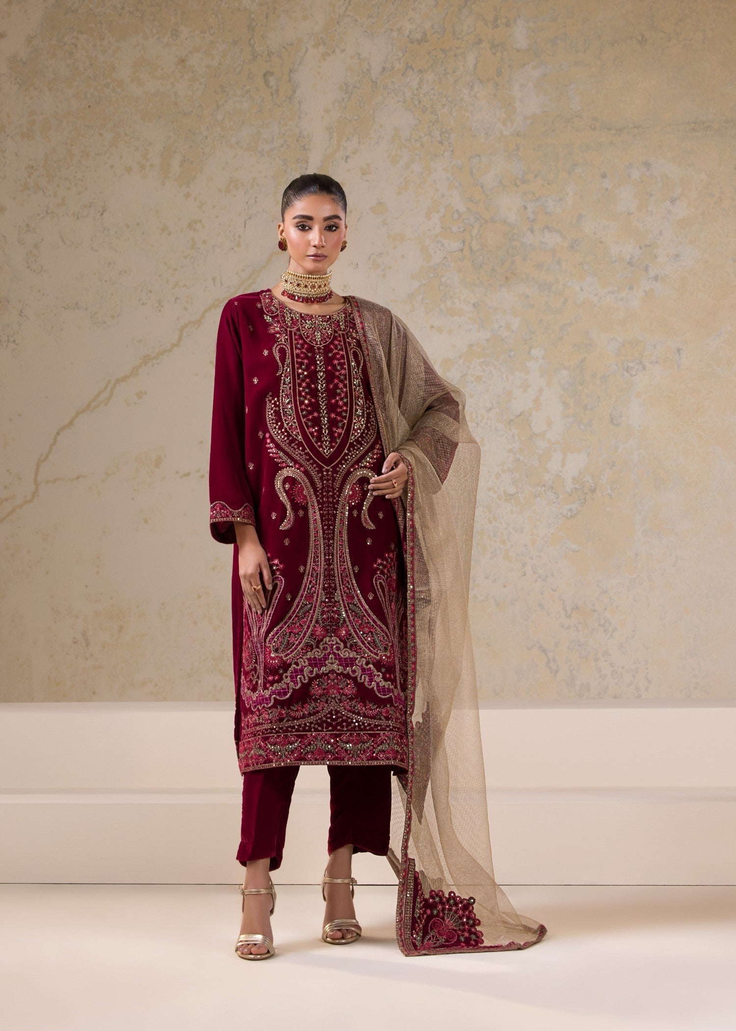 Bin Tayyab Fancy Velvet (BT 4043) Unstitch Suit Women 3pcs