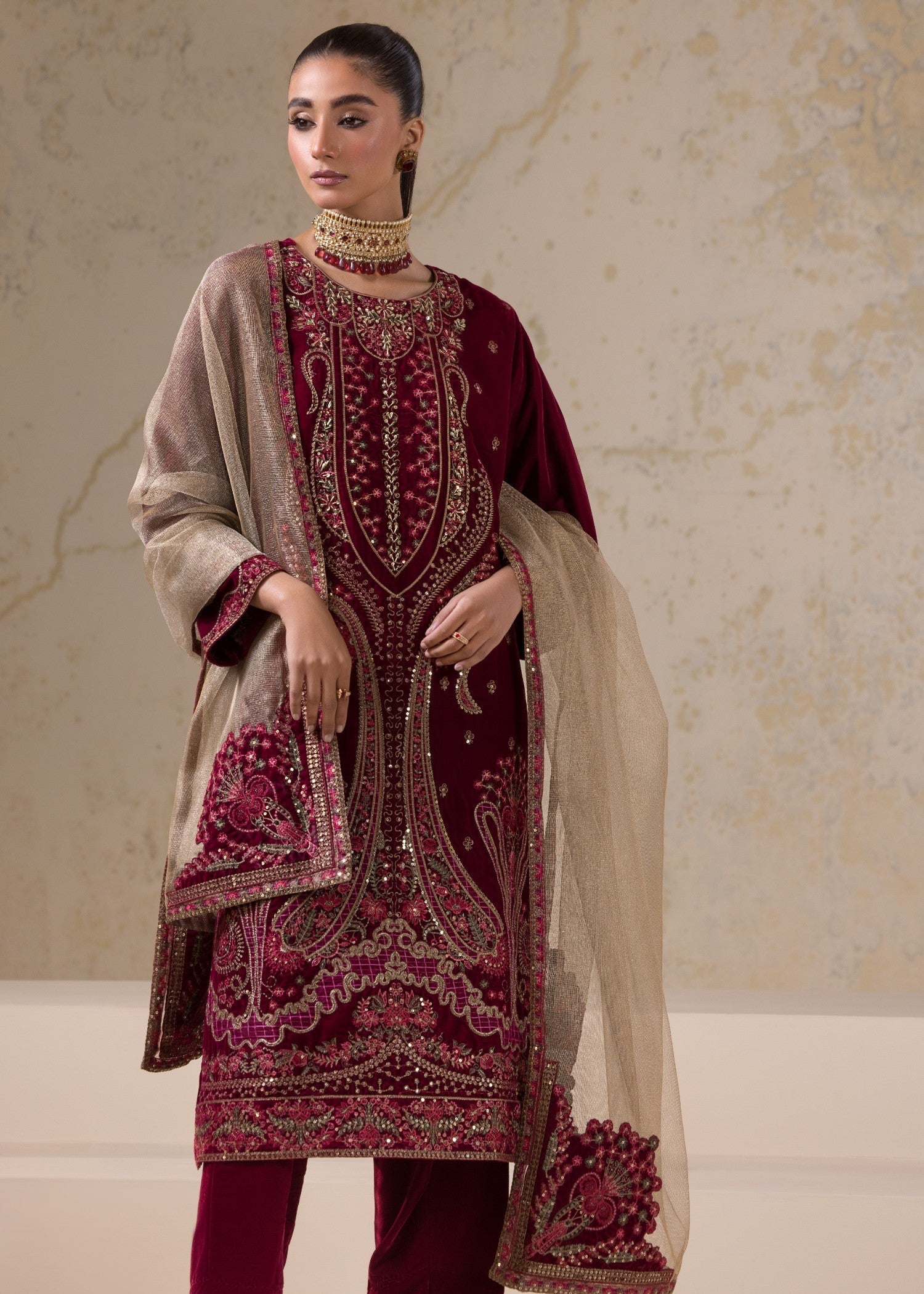 Bin Tayyab Fancy Velvet (BT 4043) Unstitch Suit Women 3pcs