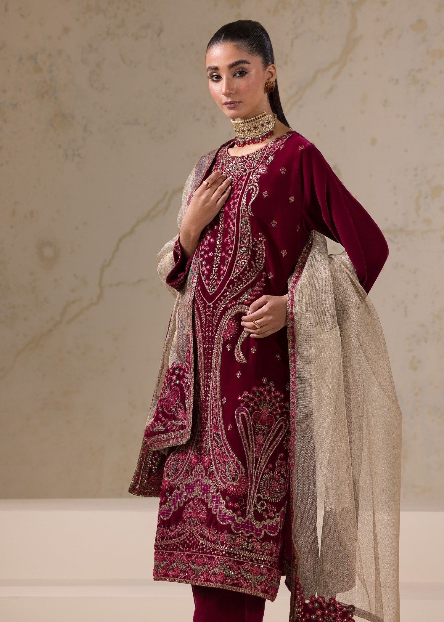 Bin Tayyab Fancy Velvet (BT 4043) Unstitch Suit Women 3pcs