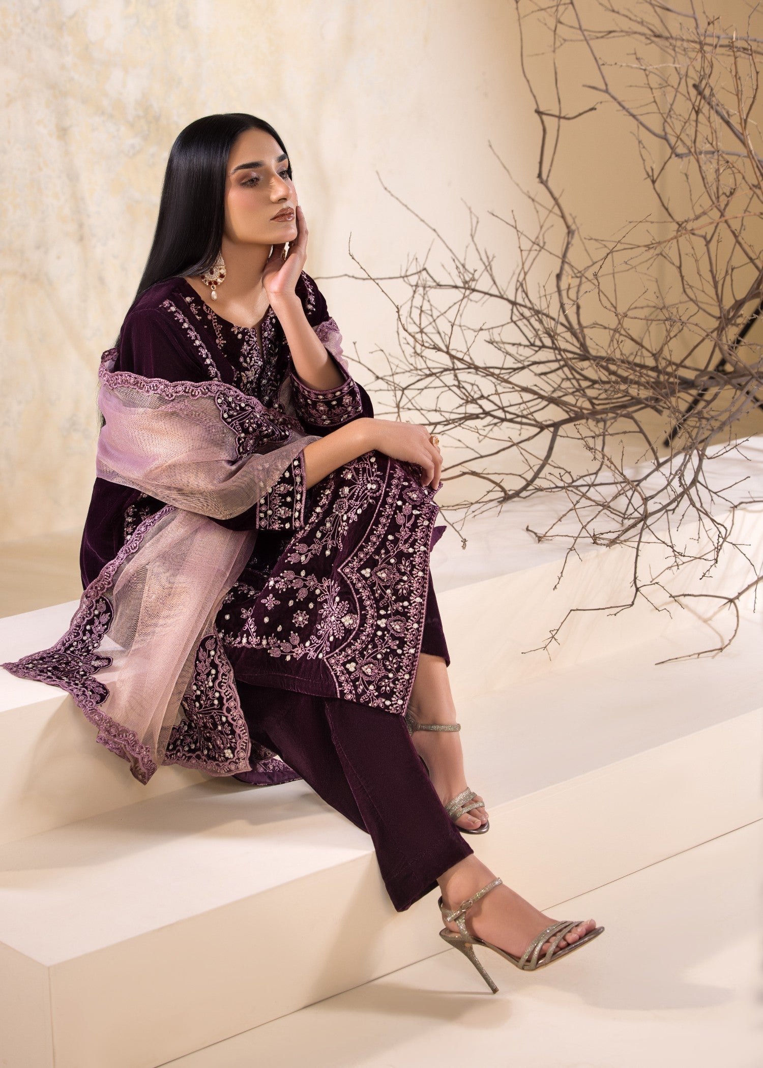 Bin Tayyab Embroidered Velvet (BT 4039) Women 3pcs