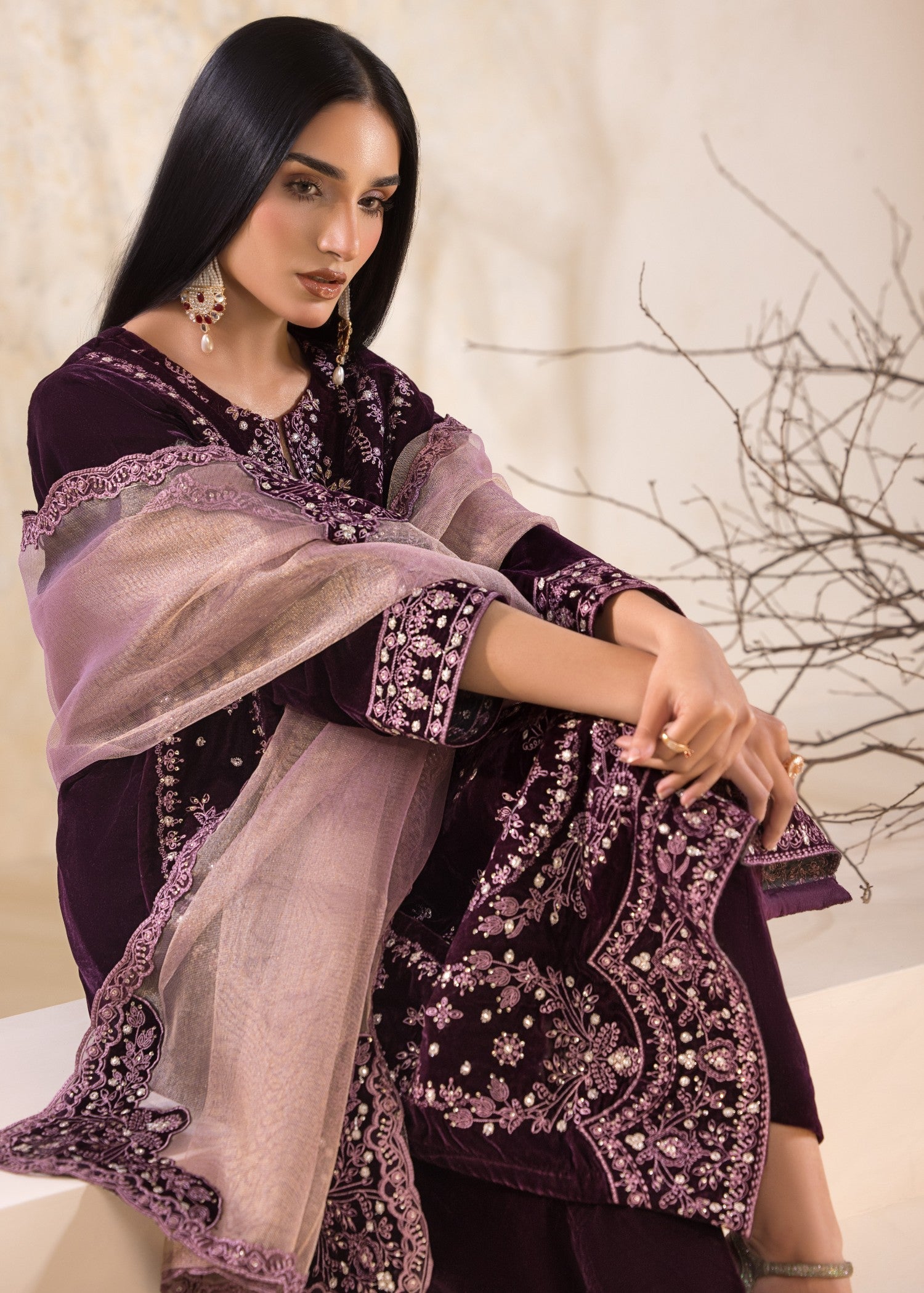 Bin Tayyab Embroidered Velvet (BT 4039) Women 3pcs