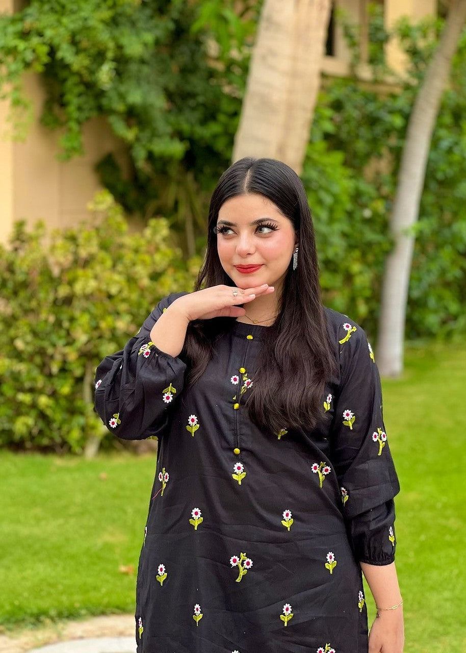 Gulposh Floral Delight (Stitched ) Black Women 2pcs
