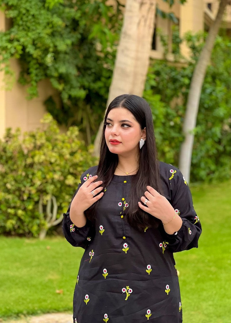 Gulposh Floral Delight (Stitched ) Black Women 2pcs